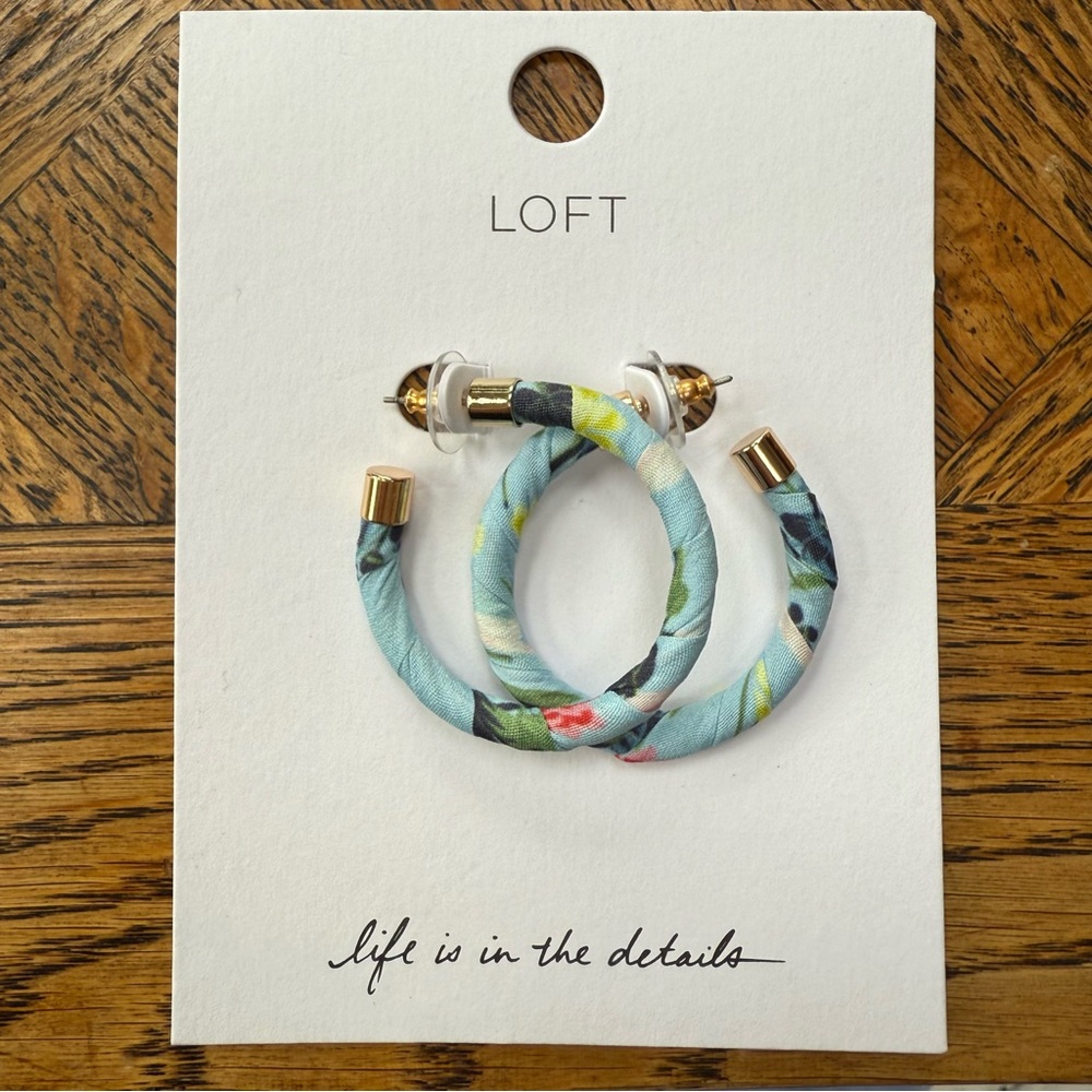 LOFT NWT fabric wrapped hoop earrings